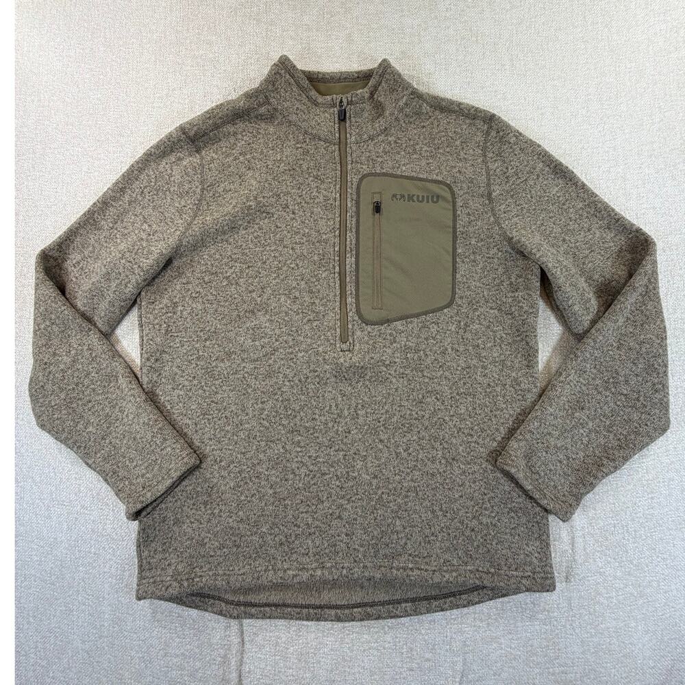 KUIU Mens XL Tan Base Camp Quarter Zip Long Sleeve Pullover Hunting Sweater Warm